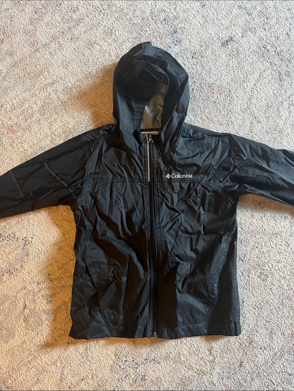 Columbia Kids Black Hooded Rain Jacket
